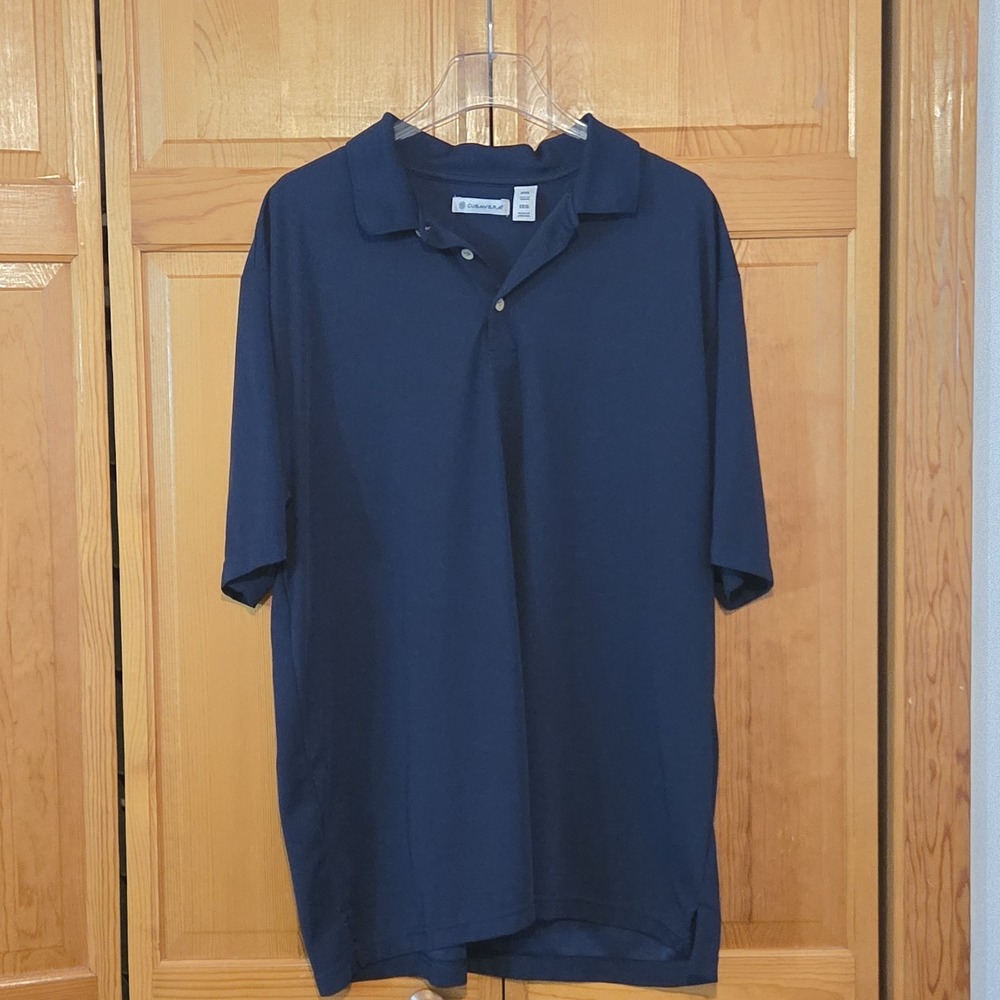 Cubavera Mens Textured Polo Size 2XL Navy Short Sleeve Polo Shirt